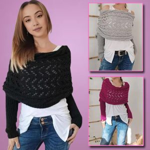 Плетен шал с ръкави | KNITKA